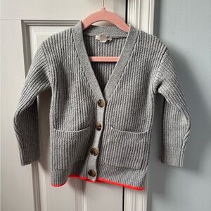 Crewcuts Gray Cardigan with Red Accents